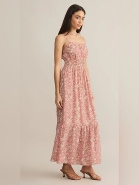 Z Supply Toluca Ynez Floral Maxi Dress Dusty Rose Pink & Ivory Size Large NWT